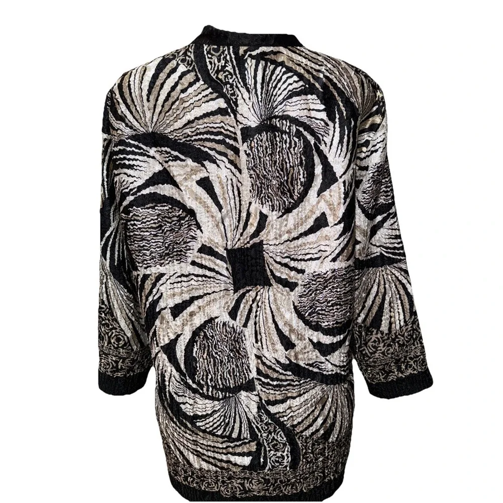 Travelers Collection by Chicos blazer cardigan black gold ivory open front women